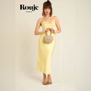 Rouje Yellow Satin Charlyse Dress